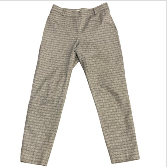 H&M Patterned Ankle Pants Sz 8 Black White Geometric Floral Mandala Print #17L - Picture 1 of 7